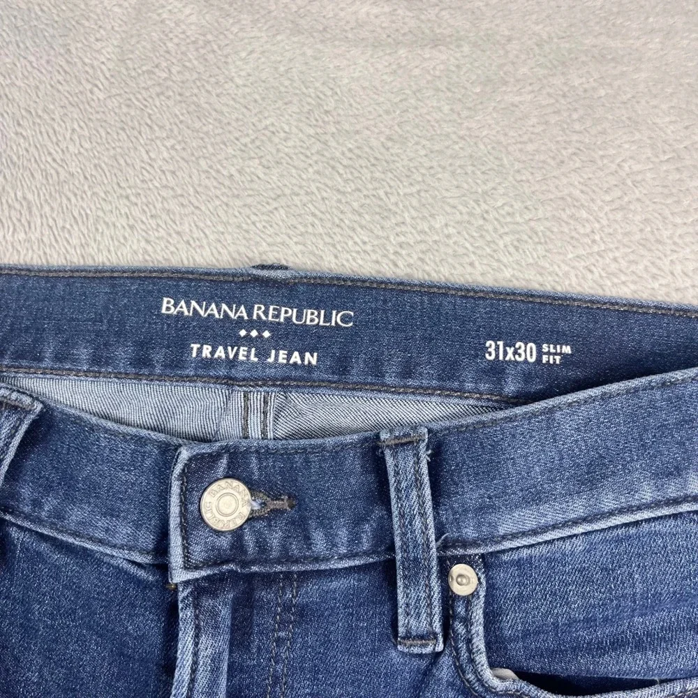 Banana Republic Travel Jean Mens 31x30 Slim Fit Medium Wash Blue Denim Pants‎